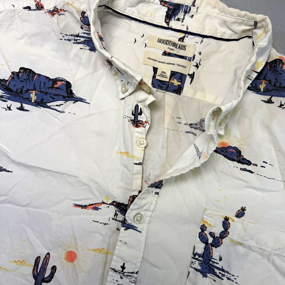 Goodthreads Men's XXL Desert Cactus Print Short Sleeve Button Down Shirt